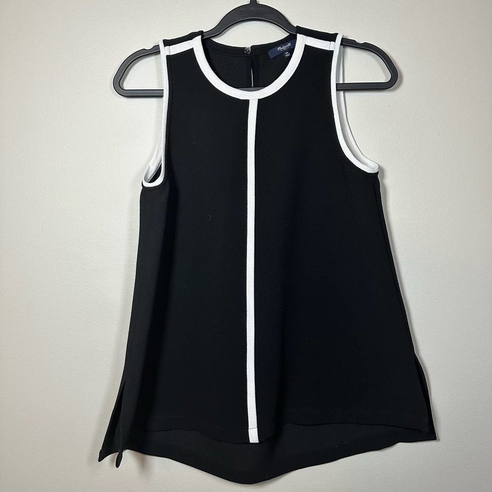 Madewell XSmall‎ Black and White Sleeveless Swing Blouse